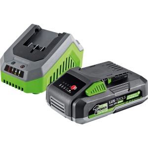 LUX-TOOLS Akku-Starterset: 20V Akku 4Ah und Ladegerät für Elektrowerkzeuge.