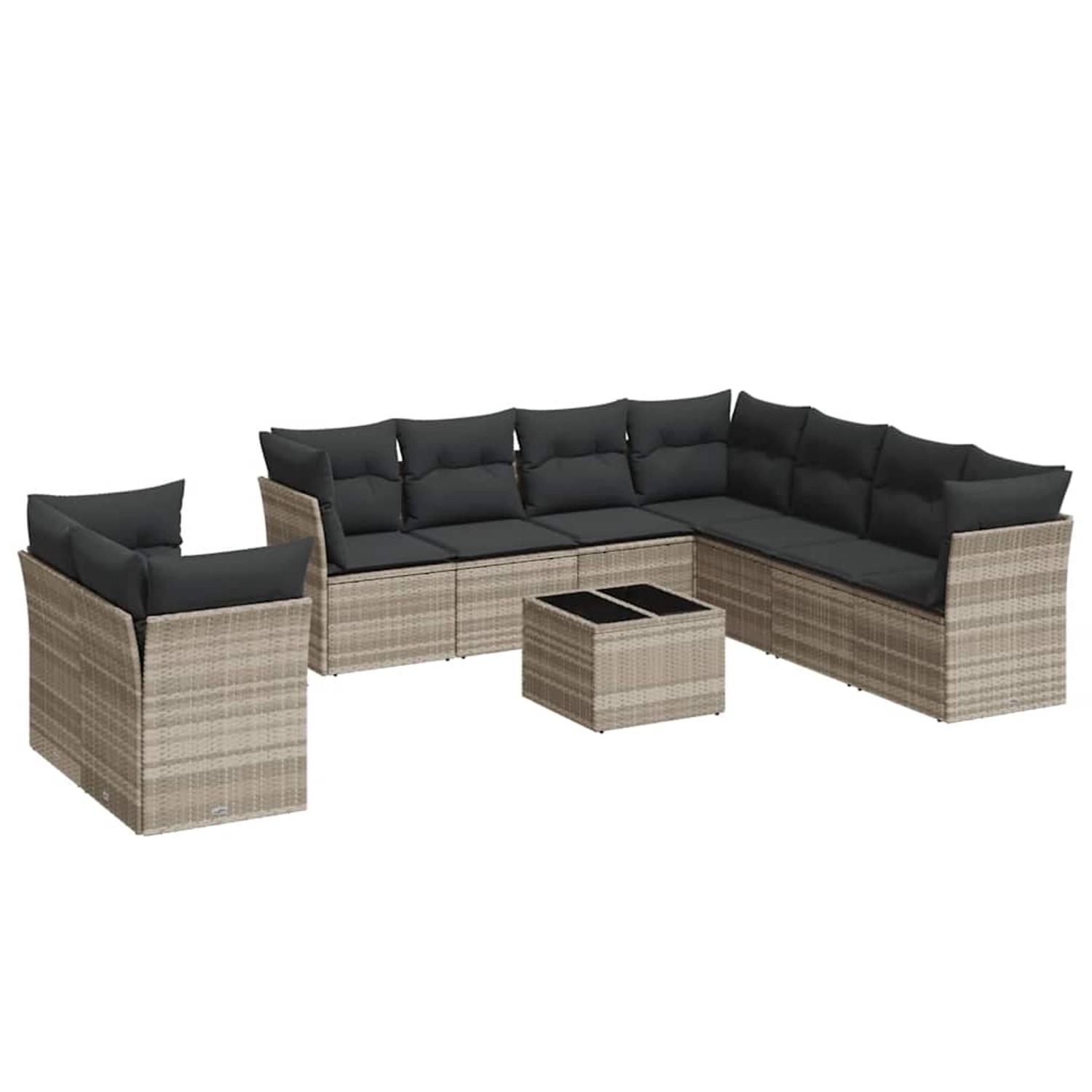 vidaXL 10-Tlg Garten-Sofagarnitur mit Kissen Hellgrau Poly Rattan 3217852 günstig online kaufen