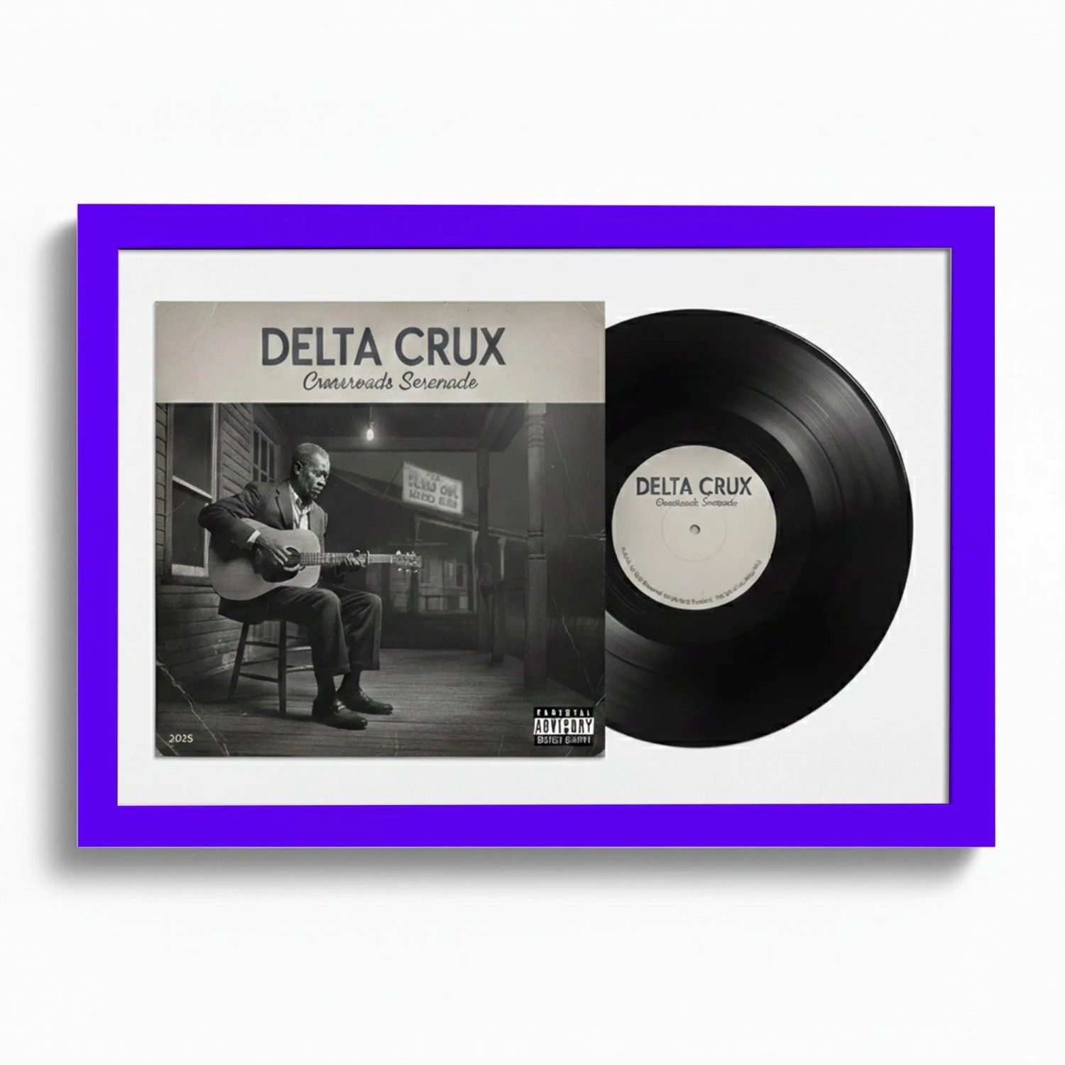 K-Möbel Schallplatten Rahmen Lila 40x60cm 2er Set mit Weißem Passepartout für Vinyl & Cover