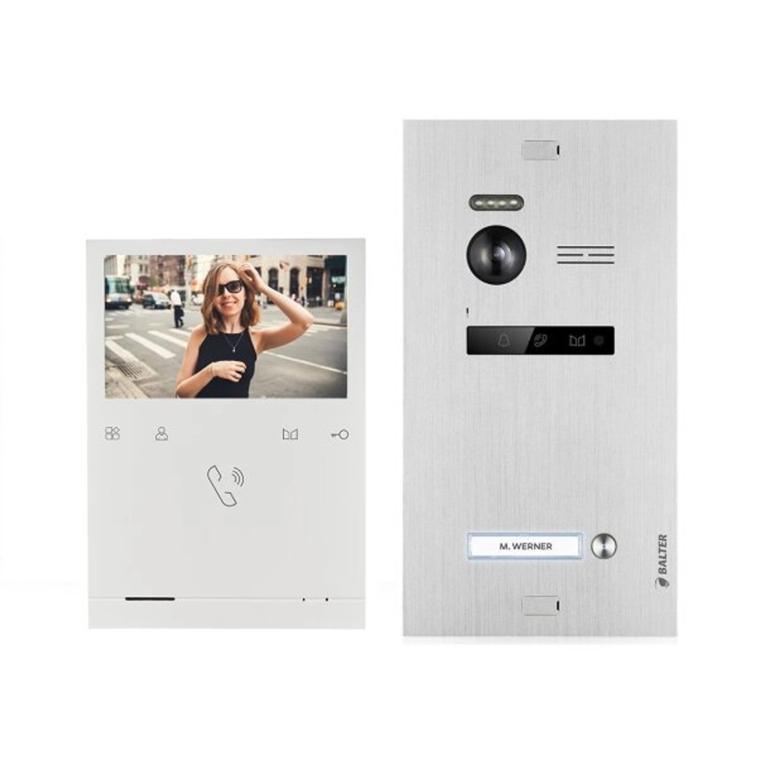 Balter Evo Quick Video Türsprechanlage für 1 Familienhaus mit 4,3 Zoll Monitor 2-Draht Bus Silber