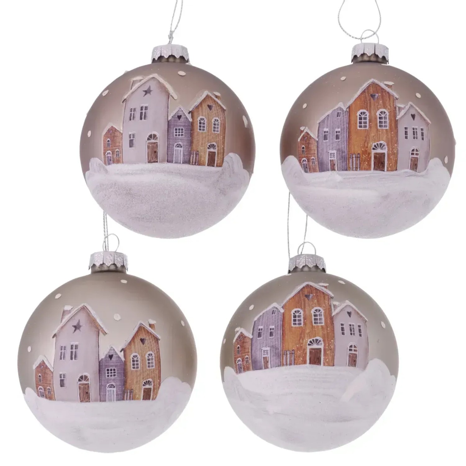 Boltze Weihnachtsglaskugel Xmas Houses 4 Stück