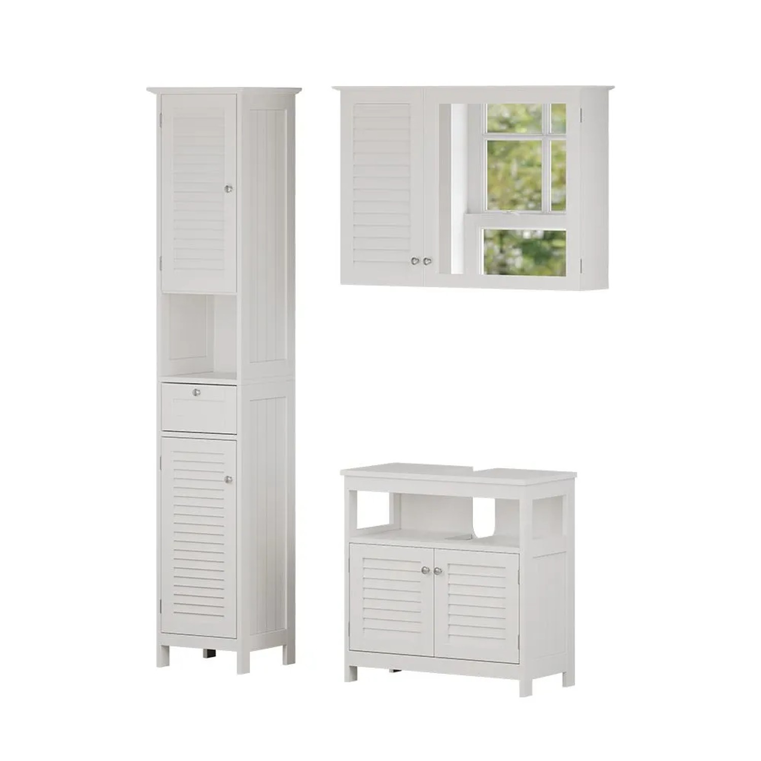 Vicco Badmöbel-Set Riad Weiß 60 x 60 3-teilig