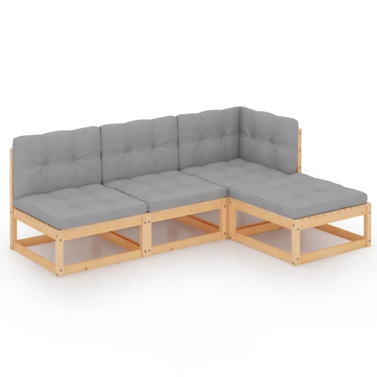 vidaXL 4-tlg Garten-Lounge-Set mit Kissen Kiefer Massivholz Modell 11