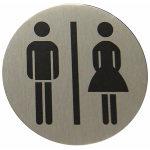 Aluminium Hinweisschild für Damen und Herren Toiletten.