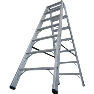 Krause Doppelleiter Stabilo mit 2x7 Stufen, belastbar bis 225 kg, für sicheren Stand.