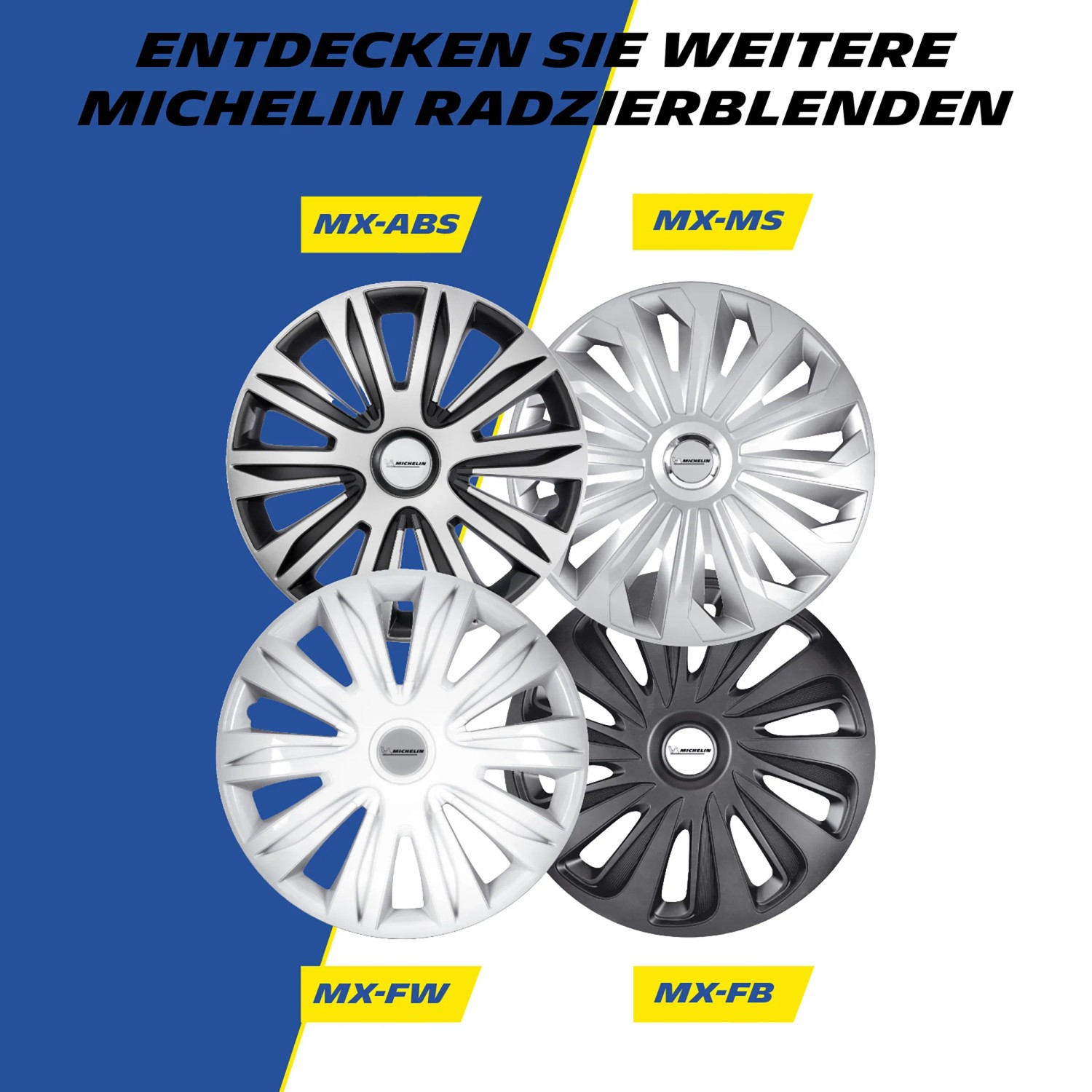 Michelin Radzierblenden MX-FS: Verschiedene Designs und Farben für die Autoreparatur.