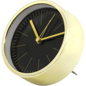 Wall-Art Wecker in Gold-Optik mit schwarzem Ziffernblatt, Ø 11,2 cm.