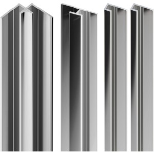 Schulte DecoDesign Profilset in Chromoptik, bestehend aus Eck-, Flächen- und Endprofilen für Duschrückwände.