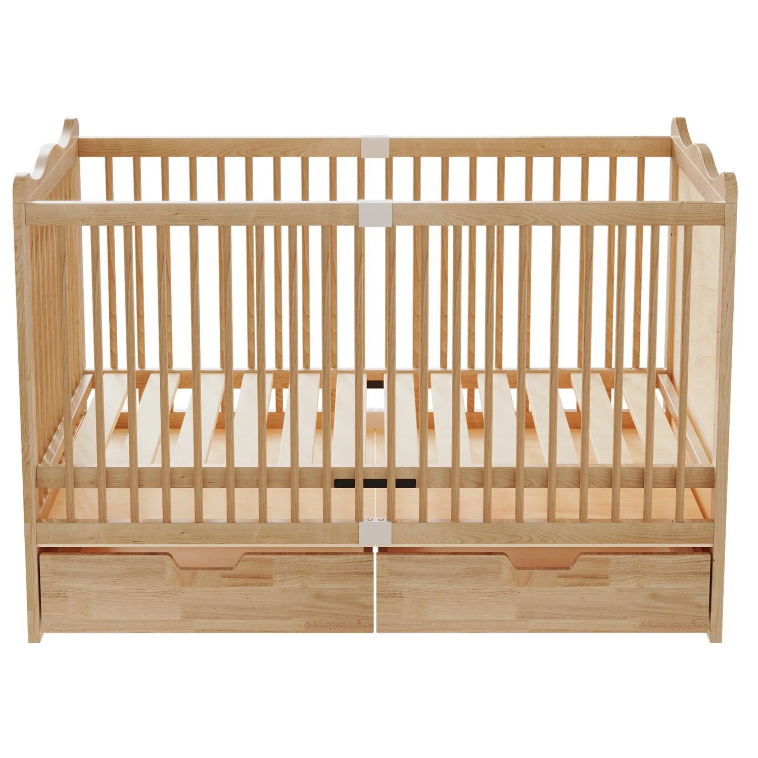 Merax Babybett 70x140 cm Naturholz Kiefernholz 4 Stufen Schubladen Wellenlinie