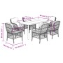 vidaXL 7-tlg. Garten-Essgruppe mit beigemischtem Poly Rattan und Kissen. Gartenmöbel-Set mit Tisch und 6 Stühlen.
