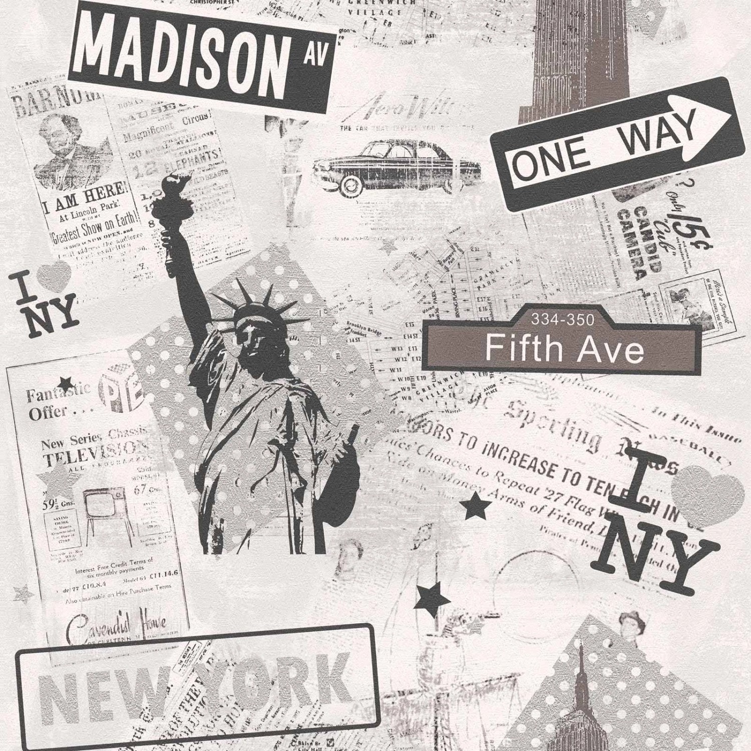 Bricoflor Kinderzimmer Tapete mit New York Schriftzug Vintage Tapete in Schwarz Weiß Urbane Tapete für Jugendzimmer Von Jungen und Mädchen