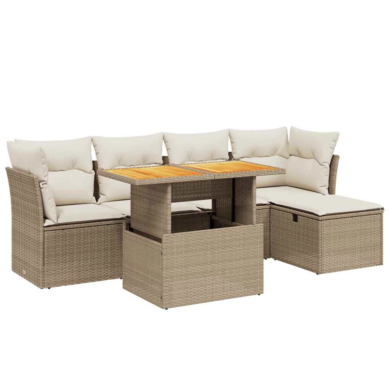 vidaXL 6-Tlg Garten-Sofagarnitur mit Kissen Beige Poly Rattan 3275466 günstig online kaufen