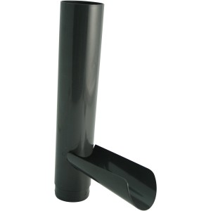 Marley Wasserablaufklappe DN 75, anthrazitfarbene Kunststoff-Dachrinne mit seitlichem Auslauf.