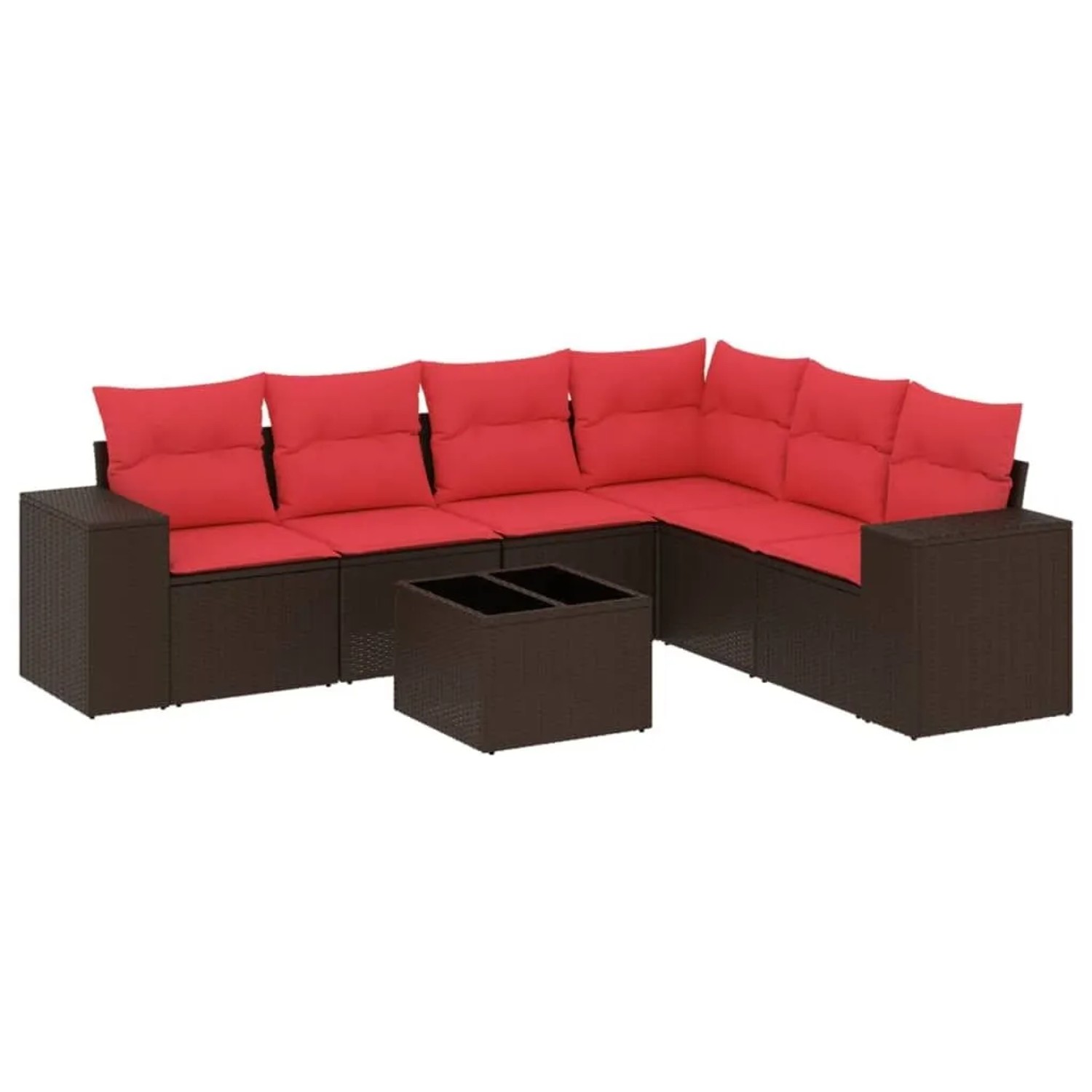 vidaXL 7-Tlg Gartensofa-Set mit Kissen Braun Polyrattan 3222623 günstig online kaufen