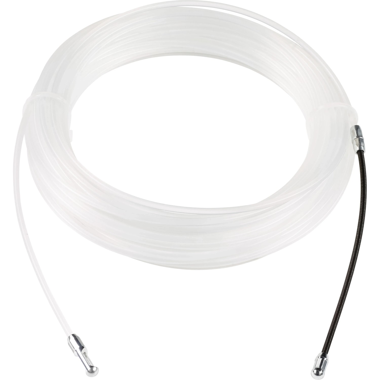 Transparente PVC-Einziehspirale, 15 m, zum Durchziehen von Kabeln in Leerrohren.