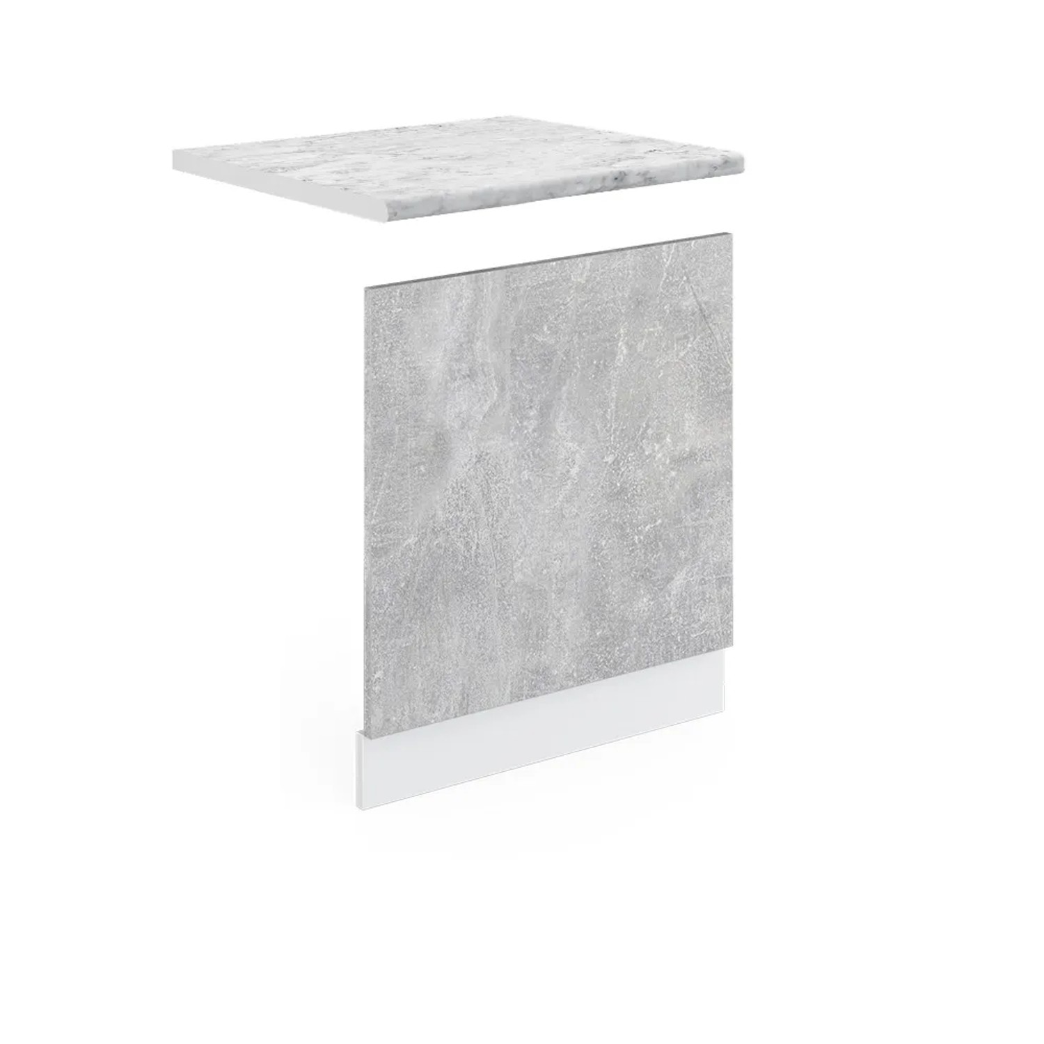 Vicco Frontblende R-Line Geschirrspüler Fronttür Beton/Weiß 60 cm AP Marmor