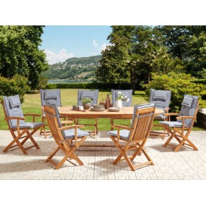 Beliani Gartentisch Set MAUI II Heller Holzfarbton Grau