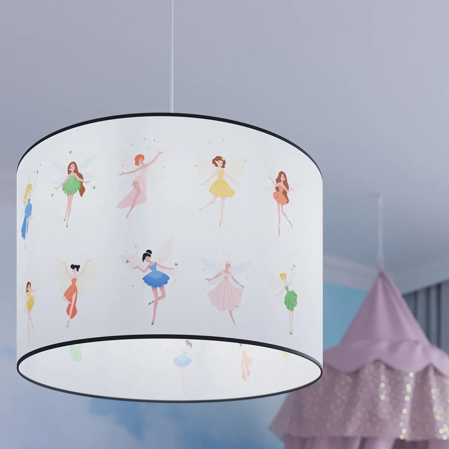 Hängeleuchte Fairy 30 von Sollux Lighting mit bunten Feen für Kinderzimmer.