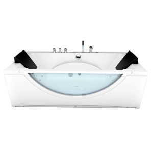 AcquaVapore Whirlpool Badewanne W81H-B 180x90 mit Nackenkissen und Armaturen.