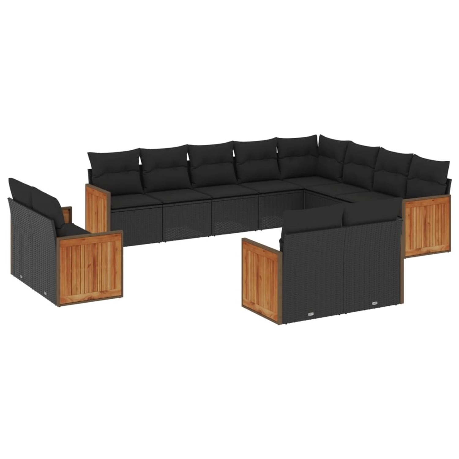 vidaXL 12-Tlg Garten-Sofagarnitur mit Kissen Schwarz Poly Rattan 3228190 günstig online kaufen