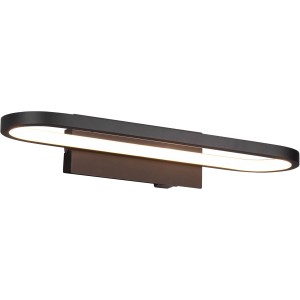 Schwarze, ovale Trio LED-Bad-Wandleuchte Gianni mit Schalter, 75x400x148 mm.