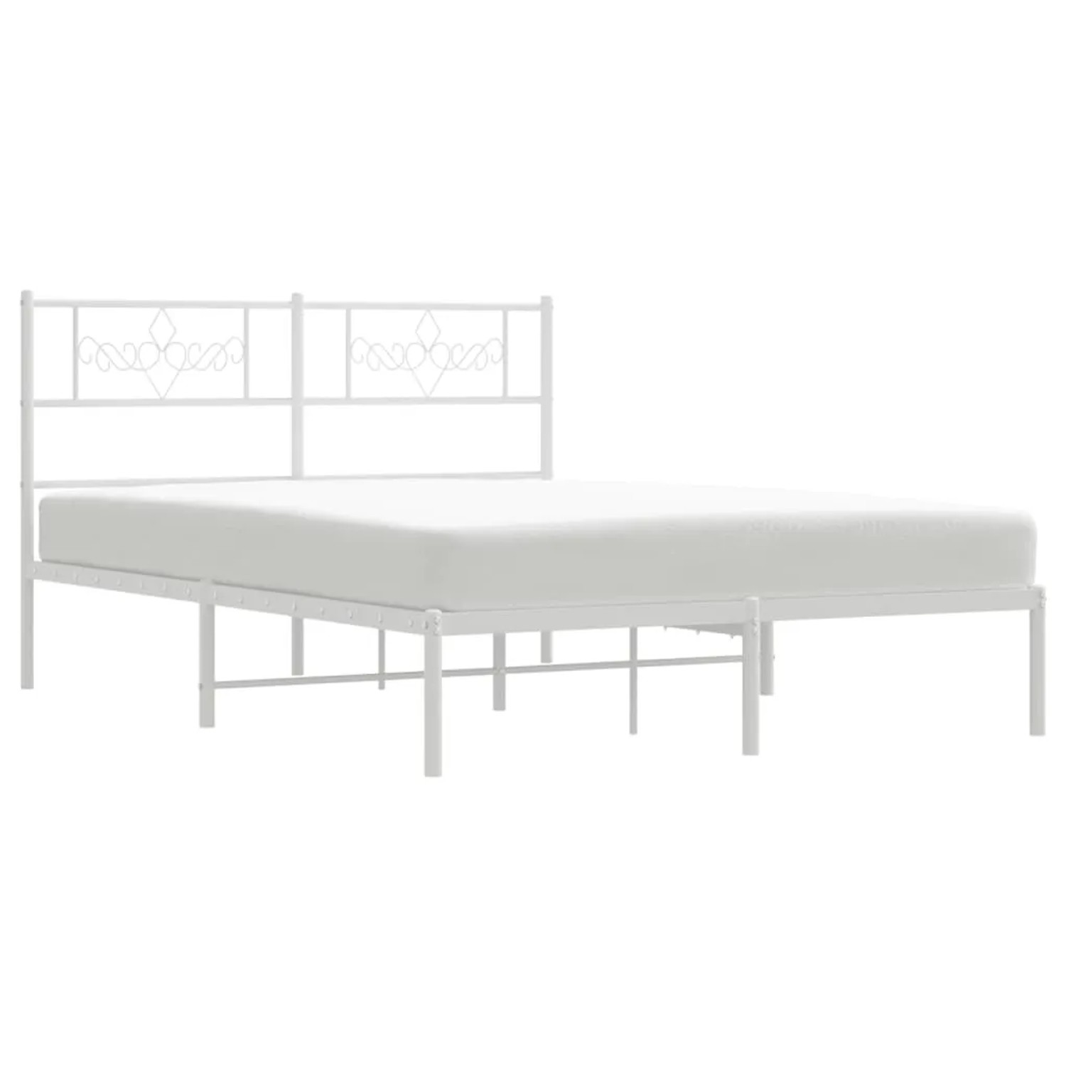Weißes Metall Bettgestell 140x190 cm mit Kopfteil für Schlafzimmer