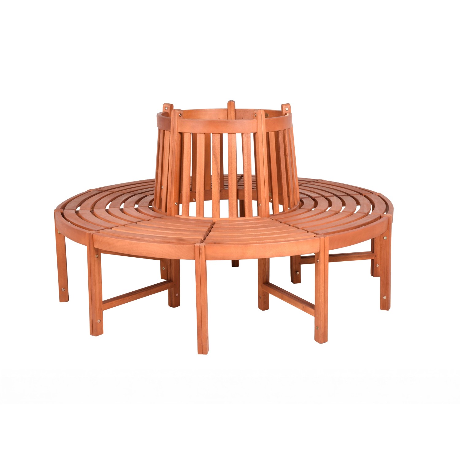 Deluke Baumbank Andy Rund Eukalyptus Natur 91x160x160cm Gartenbank Wetterfest Terrassenbank Sitzbank Outdoor