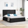 Schwarzes vidaXL Bett (200x200 cm) mit LED-Leisten und Stoffbezug.