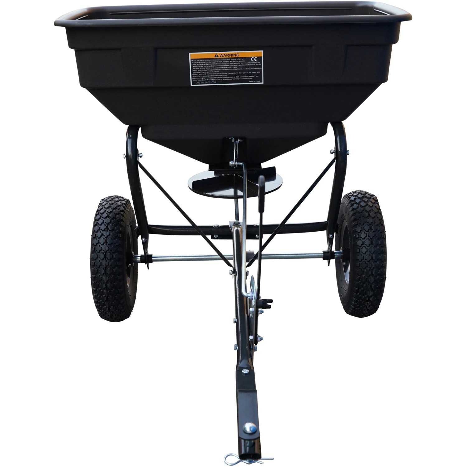 Texas Universal Streuwagen Anhänger mit 60L Fassungsvermögen für Rasentraktoren.