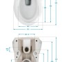 Maße des Calmwaters Wand-WC Sets: Erhöhtes Hänge-WC mit WC-Sitz in Weiß, technische Zeichnung.