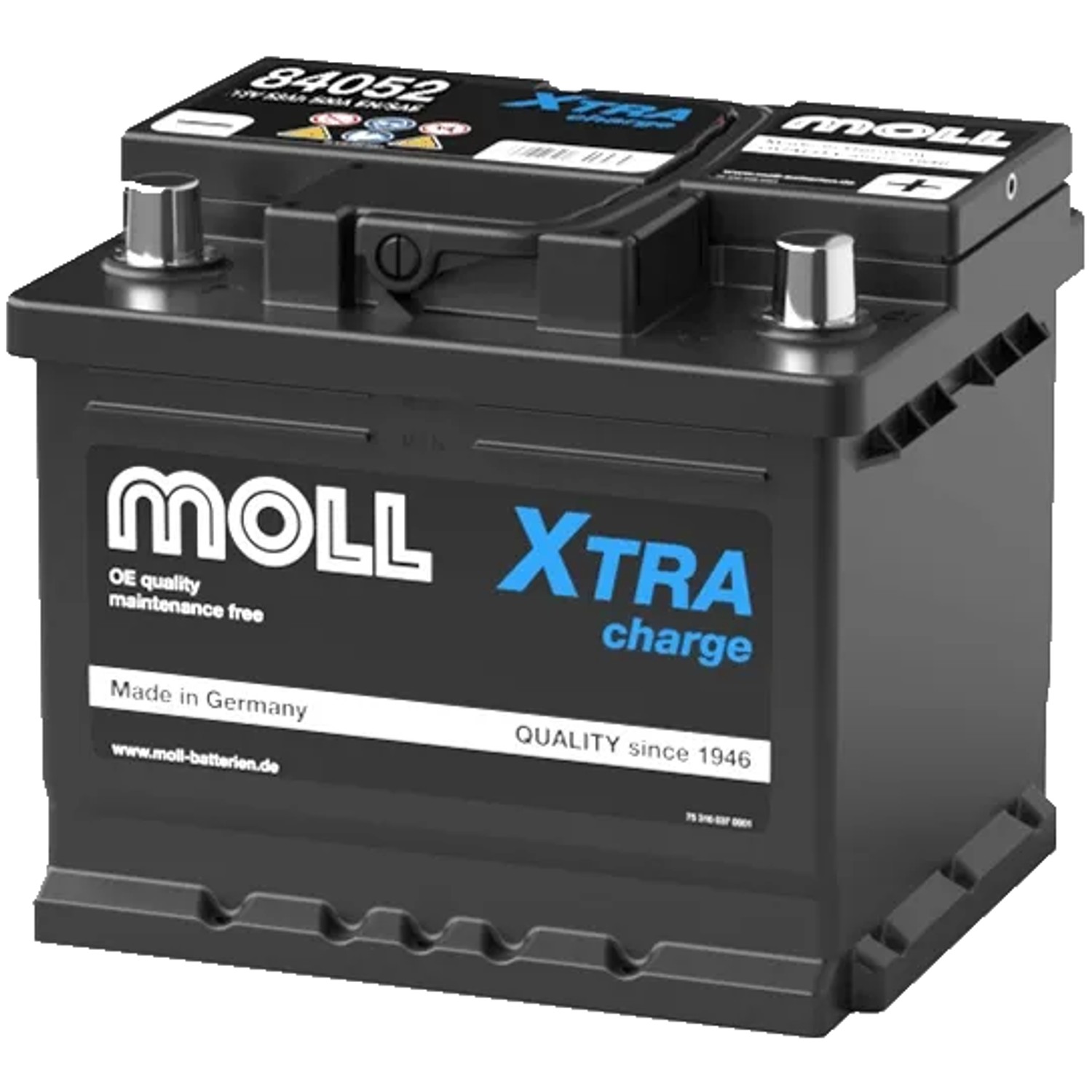 MOLL Batterien 84052 12V 52Ah 500A Xtra Charge Starterbatterie Made in Germany