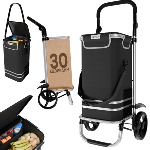 24MOVE Einkaufstrolley Vehlo 3in1, faltbar, mit Kühlfach, schwarz. Praktischer Einkaufswagen.