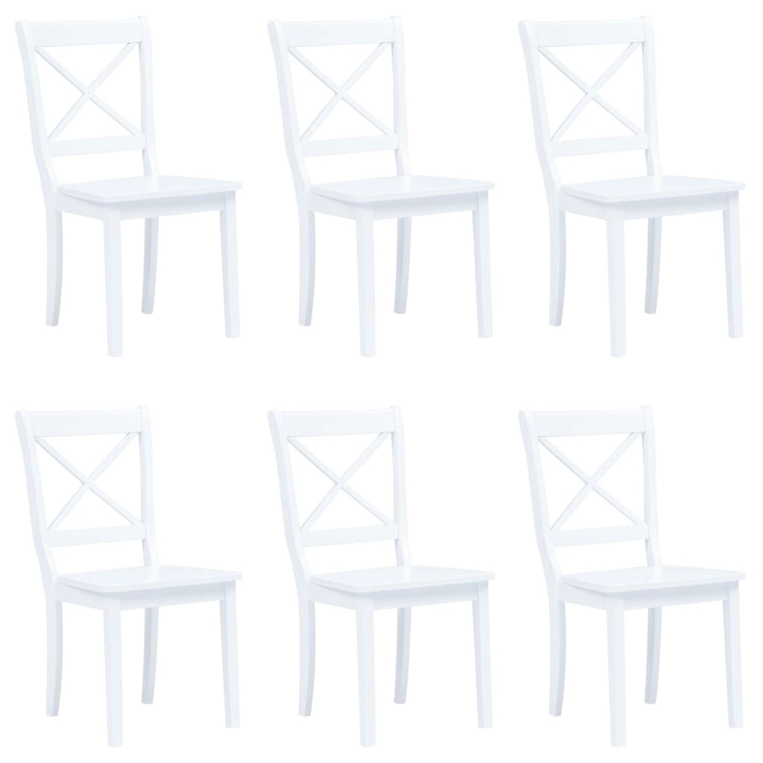 vidaXL Esszimmerstühle 6 Stk Weiß Gummiholz Massiv 277543