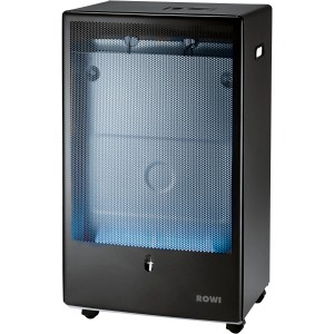 Rowi Gas-Heizofen Blue Flame, anthrazit, 4,2 kW, mit Thermostat und Rollen für mobilen Einsatz.