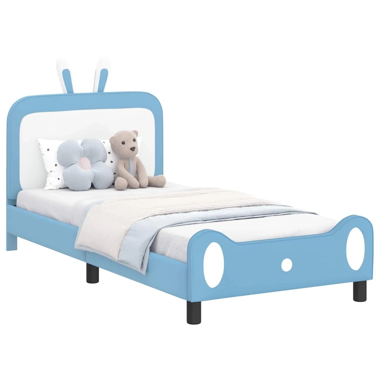 vidaXL Kinderbettgestell mit Kopfteil Blau 90 x 200 cm PU 42011097 günstig online kaufen