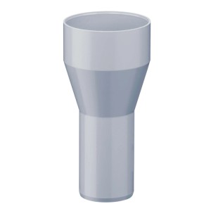 Graues Inefa PVC Fallrohr Reduzierstück DN 100/85. Konische Form zur Verbindung von Dachentwässerungsrohren.