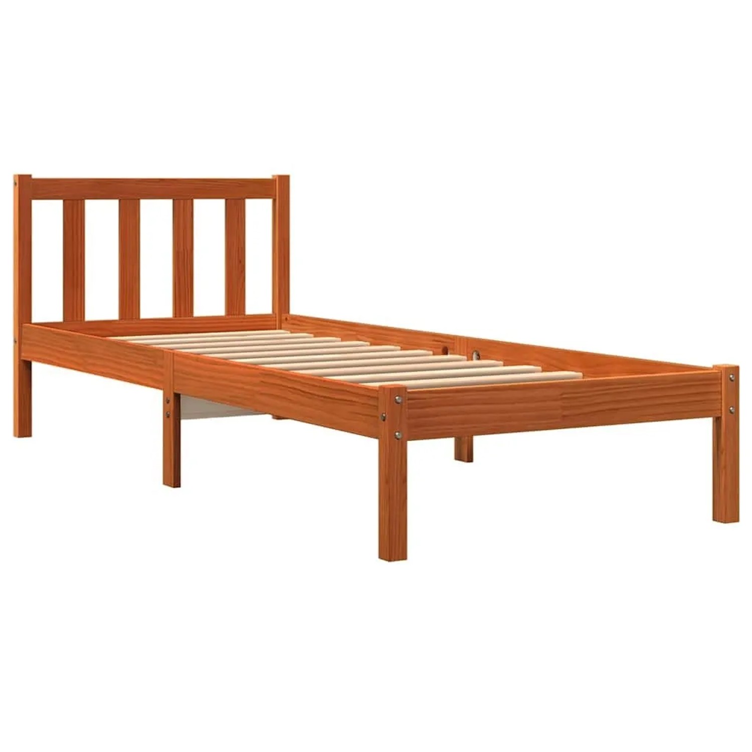 vidaXL Massivholzbett ohne Matratze Wachsbraun 100x200 Kiefernholz 844807