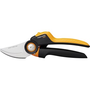 Fiskars Bypass-Gartenschere X-series 961-L mit Rollgriff, gelb/schwarz. Ideal zum Schneiden von frischem Grün.