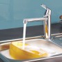 Grohe Eurosmart Cosmopolitan Küchenarmatur mit Wasserstrahl in Spüle. Chrom Einhebelmischer.