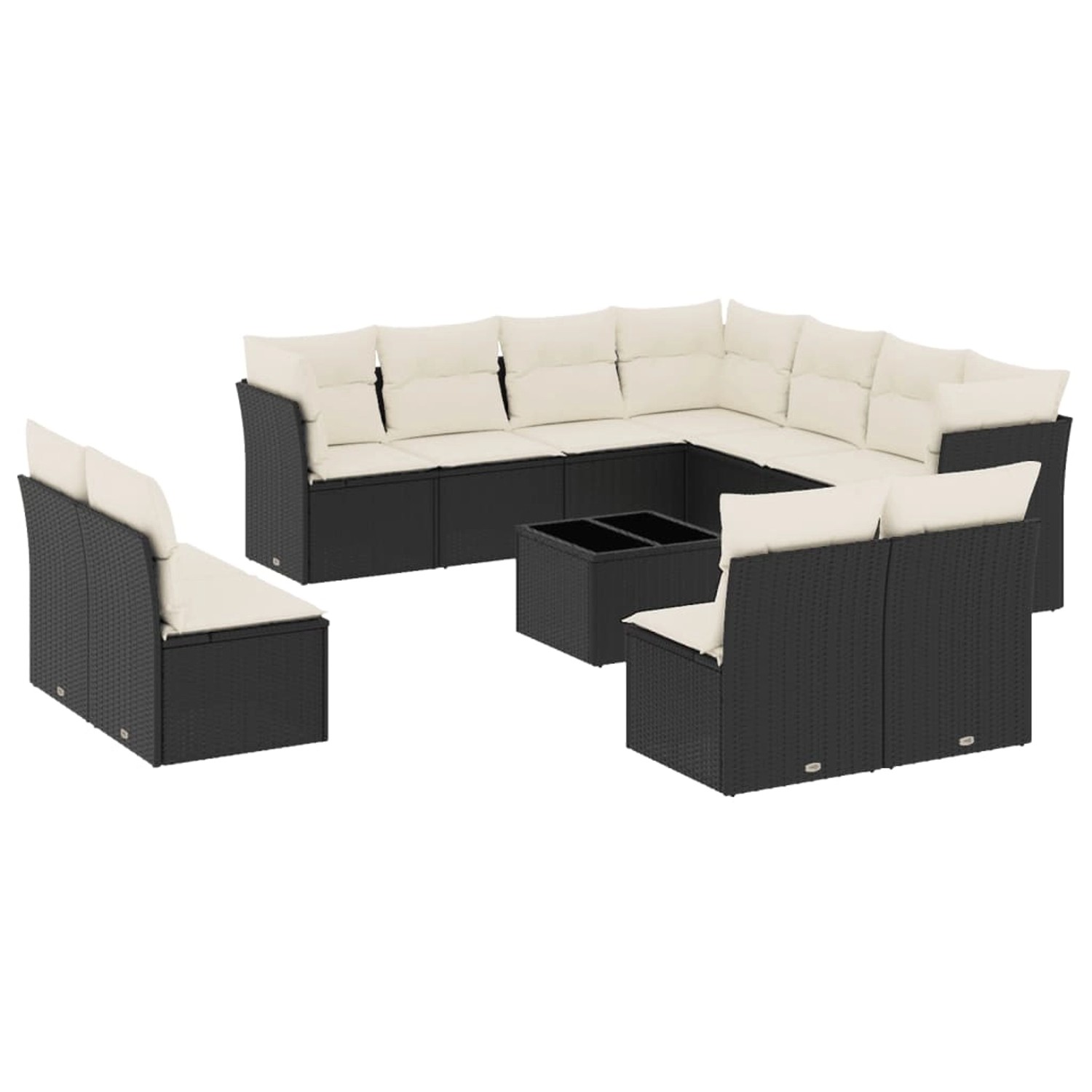 vidaXL 12-Tlg Garten-Sofagarnitur mit Kissen Schwarz Poly Rattan 3249665 günstig online kaufen