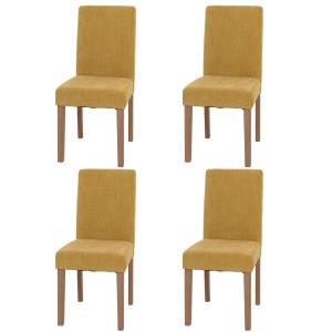CHEFGASTRO Esszimmerstuhl 4er-Set Klassisch & Zeitlos 90x42x50cm Sitzhöhe 47cm Stoff/Textil Chenille Holz Naturfarbene Beine Gelb