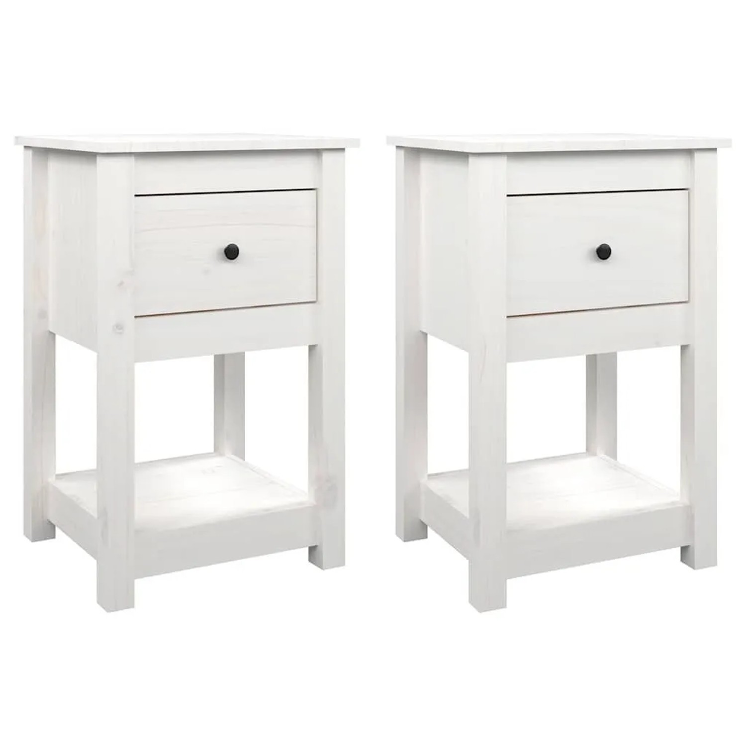 vidaXL Nachttische 2 Stk Weiß 40x35x61,5 cm Massivholz Kiefer 821732