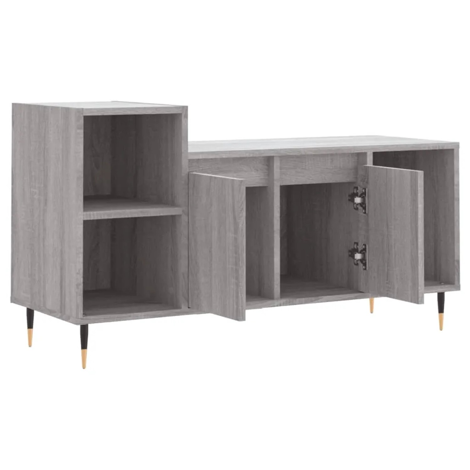 VidaXL TV-Schrank Grau Sonoma, 100x35x55 cm, Holzwerkstoff mit offenen Fächern und Türen.