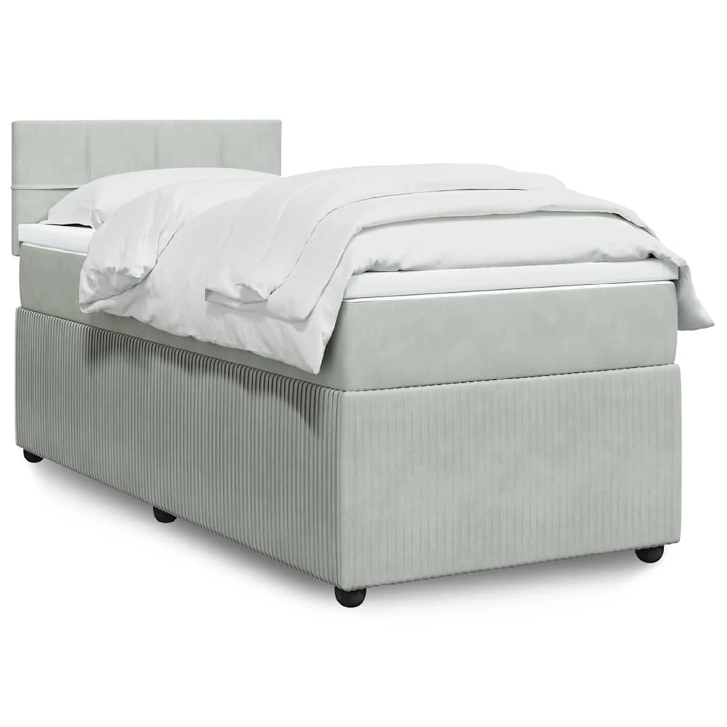 vidaXL Boxspringbett mit Matratze Hellgrau 100x200 cm Samt 3289962 günstig online kaufen