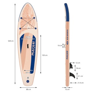 ECD Germany Stand Up Paddle Board Makani, apricot, mit Maßangaben.