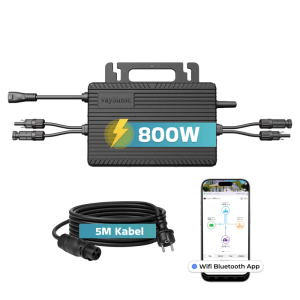 Vaysunic Wechselrichter 800W mit 5m Kabel und App für SUNNIVA Balkonkraftwerk.