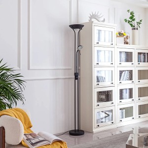 Lindby LED Stehlampe Josefin 10017424 Dimmbar Modern in Schwarz aus Metall 2-flammig Wohnzimmerleuchte