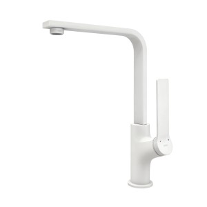 Emke Küchenarmatur Weiß Matt im Ultradünnen Design 30x22x10 cm Küchenarmatur Drehbar Wasserhahn