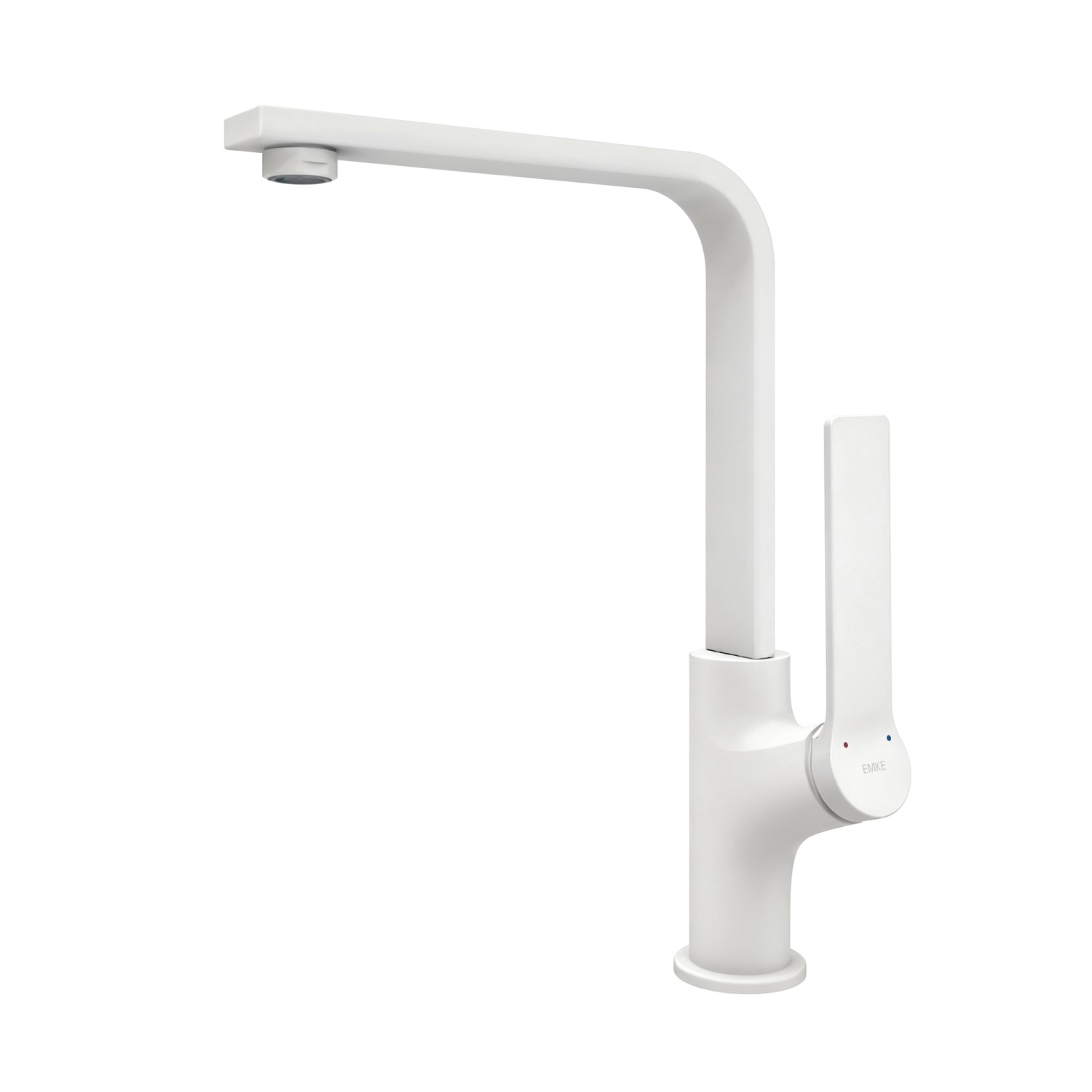 Emke Küchenarmatur Weiß Matt im Ultradünnen Design 30x22x10 cm Küchenarmatur Drehbar Wasserhahn