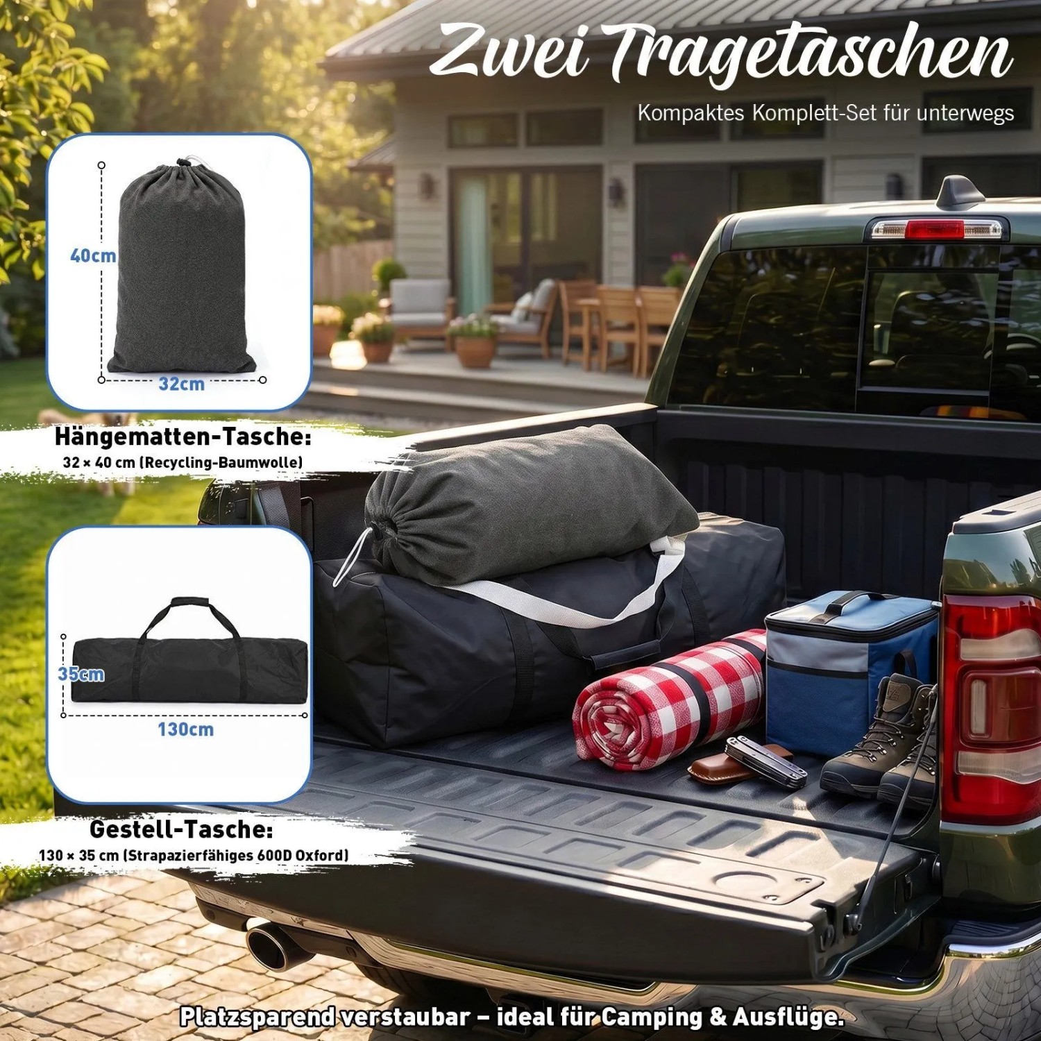 Sekey Hängematte Hängemattengestell Doppelhängematte Höhenverstellbar bis 200 kg Belastbar mit Tragetasche für Garten Balkon Terrasse Outdoor Grau_6